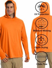 UPF50+ Mens UV Shirts Sun Protection Hoodie Outdoor Fishing Long Sleeve Casual T