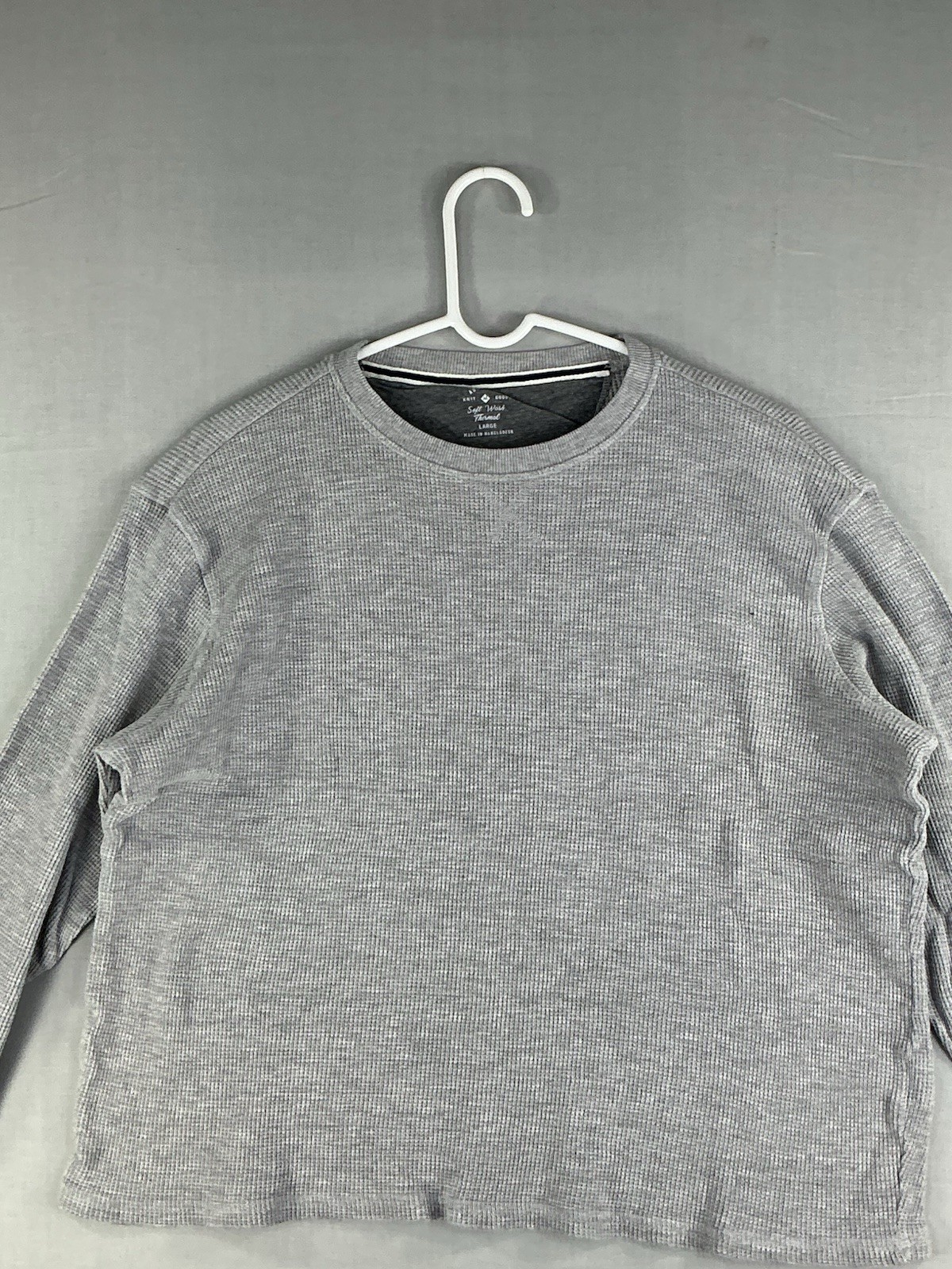 Member's Mark Men’s Large Soft Wash Thermal Shirt Waffle Knit Grey Heather L gallery