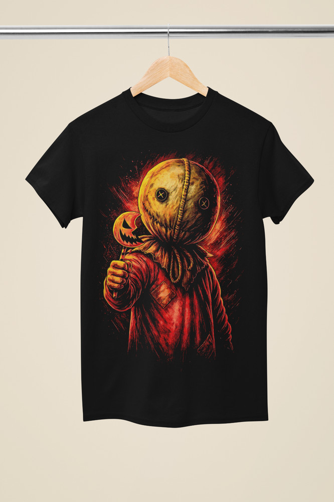 Inspired by Trick Or Treat – Sam Dark Horror Art Unisex Black T-Shirt (H0-032)