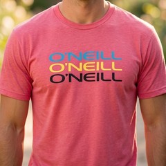 ONeill Mens Modern Fit Graphic Tee Heather Red Stacked Logo Surf T-Shirt 4603