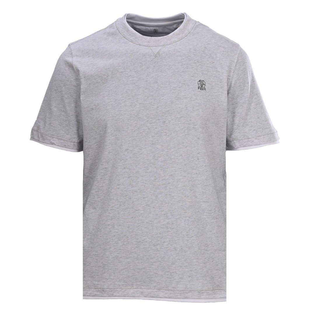 BRUNELLO CUCINELLI Embroidered Layered Short-Sleeve T-Shirt, Size M gallery