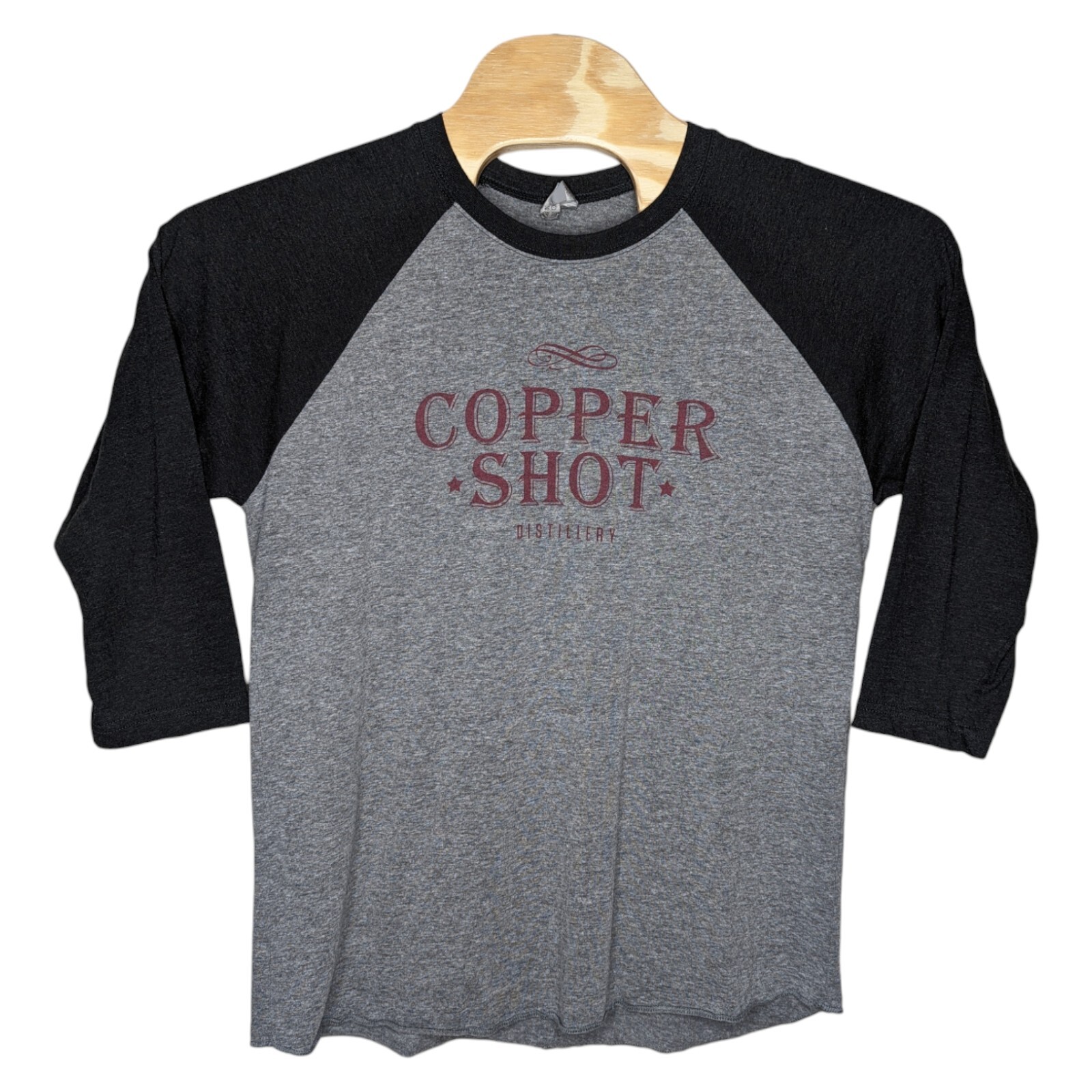 Copper Shot Distillery T Shirt Size Large Bastrop Texas 3/4 Raglan Ringer gallery