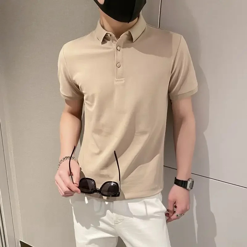 Yellow Black Skinny White Plain Mens with Collar T-shirt Red Short Quarter Sleev gallery