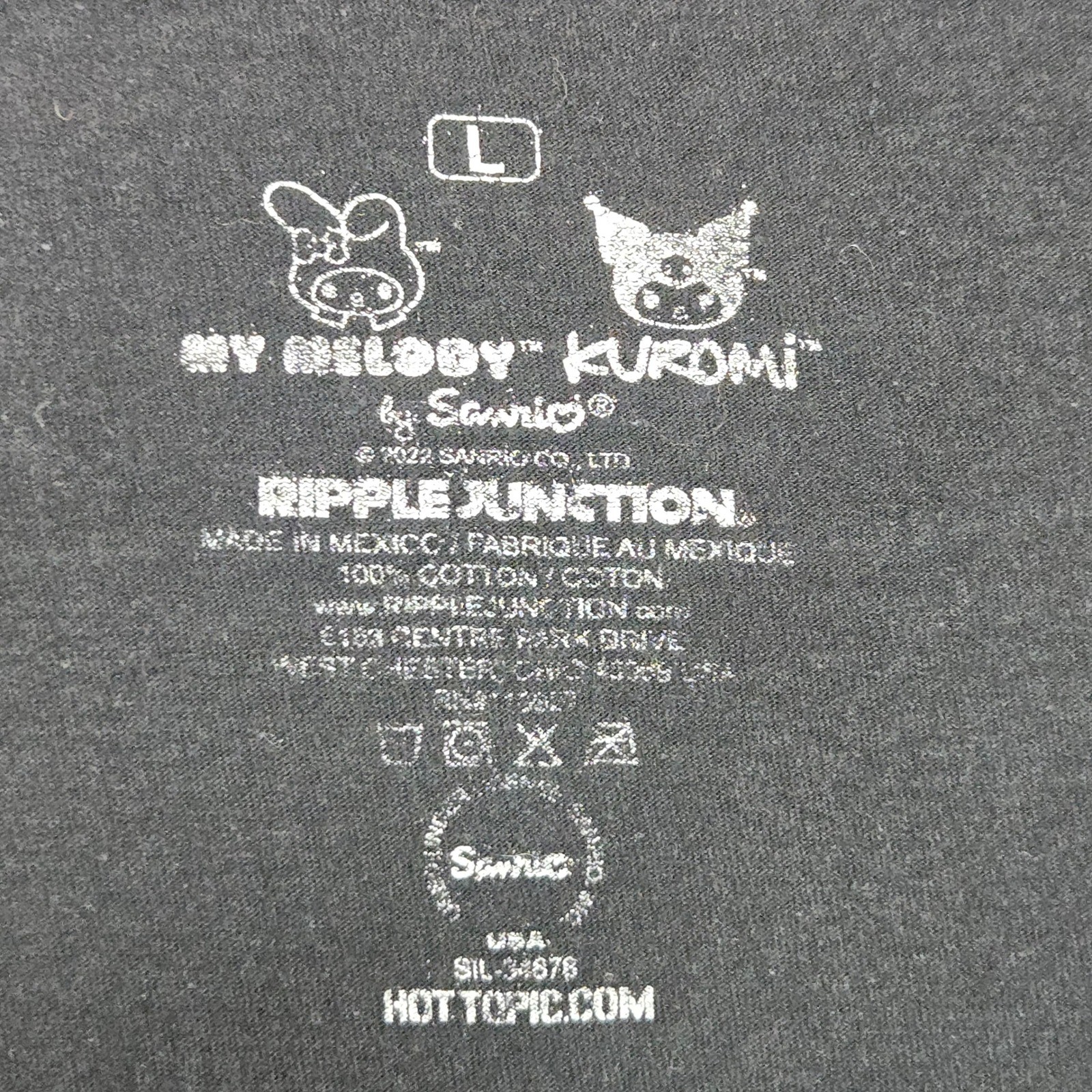 Sanrio Kuromi My Melody T-Shirt L Black Pastel Goth Kawaii Ripple Junction Tee gallery