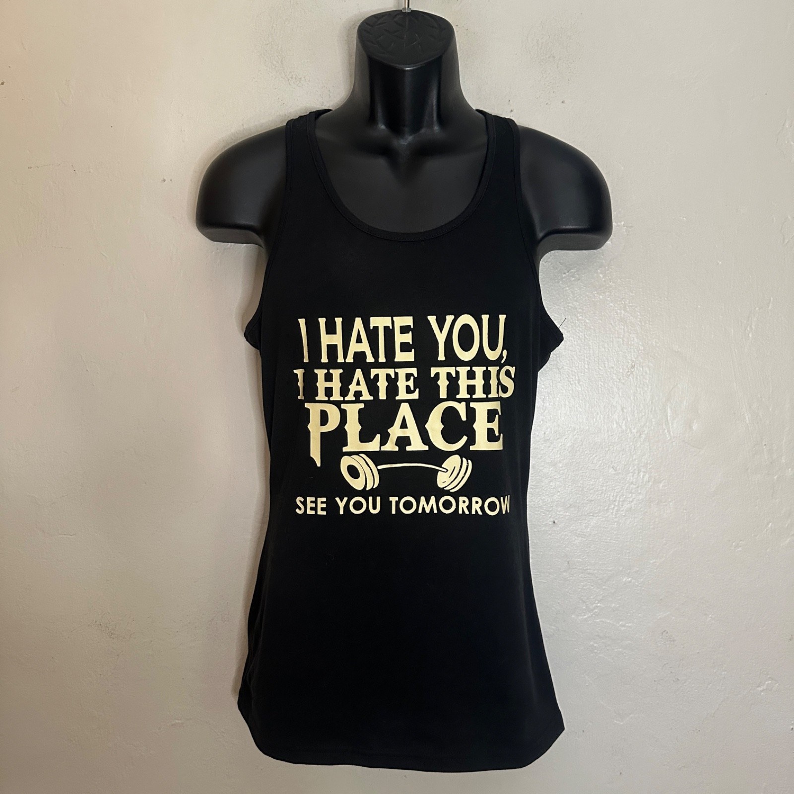 I Hate You Tank Top Medium runs small Gently worn Cotton blend no fabric tag gallery