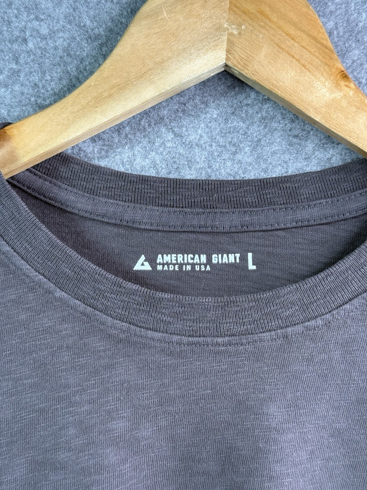 American Giant Gray Premium Slub Crew Neck T Shirt Men’s Large USA Made gallery