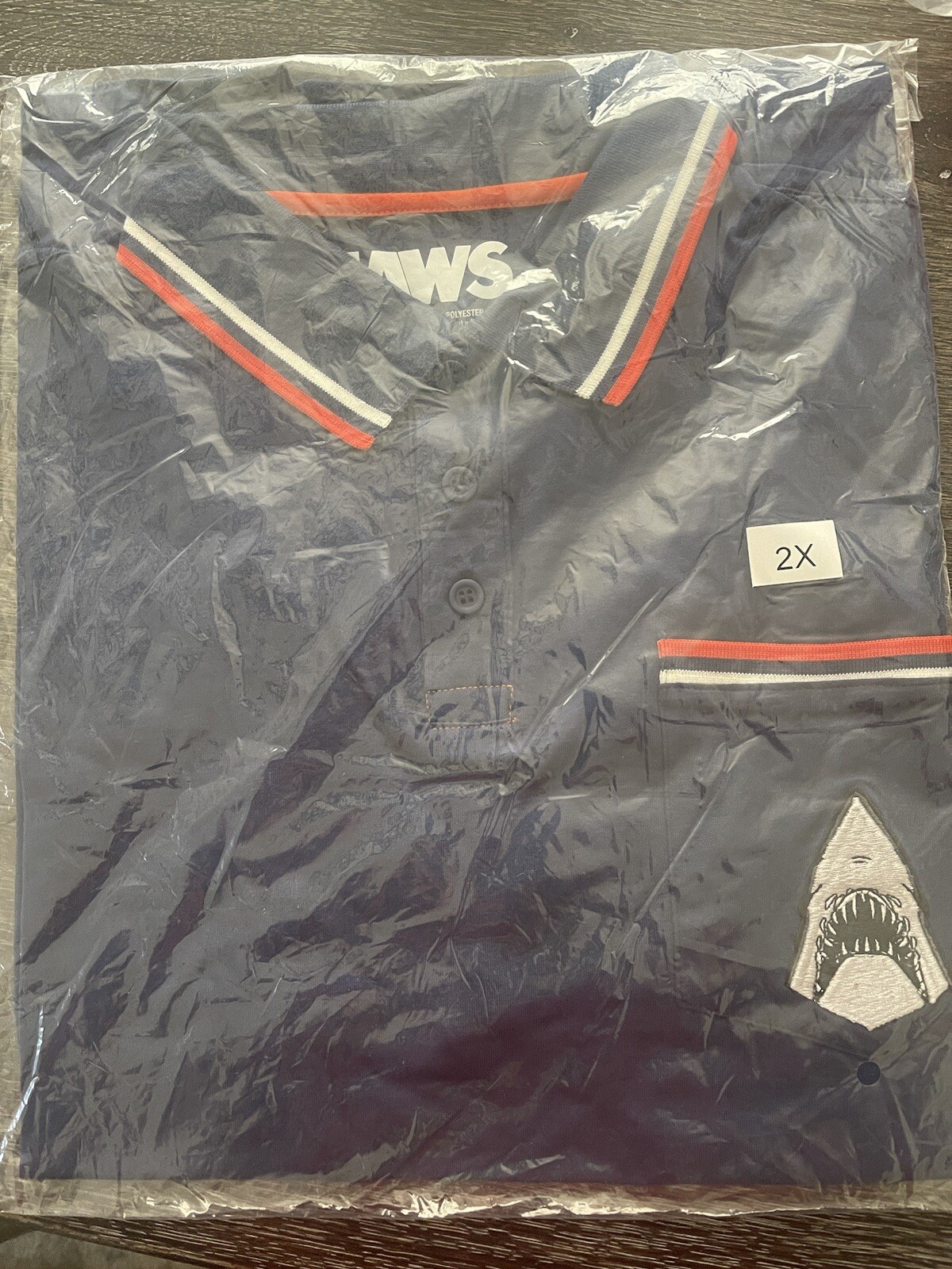 Fright Rags JAWS Blue Golf Polo Movie Shirt Embroidered 🦈 size LARGE gallery