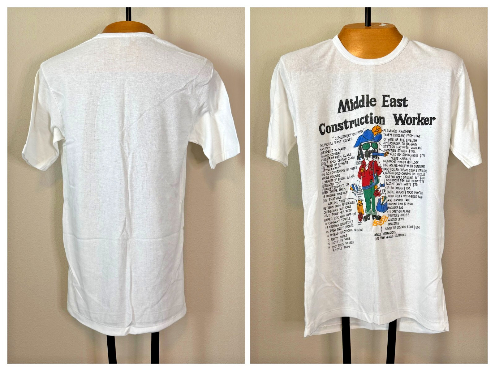 Middle East Construction Worker Shirt XL Single Stitch JK Standard Free Size