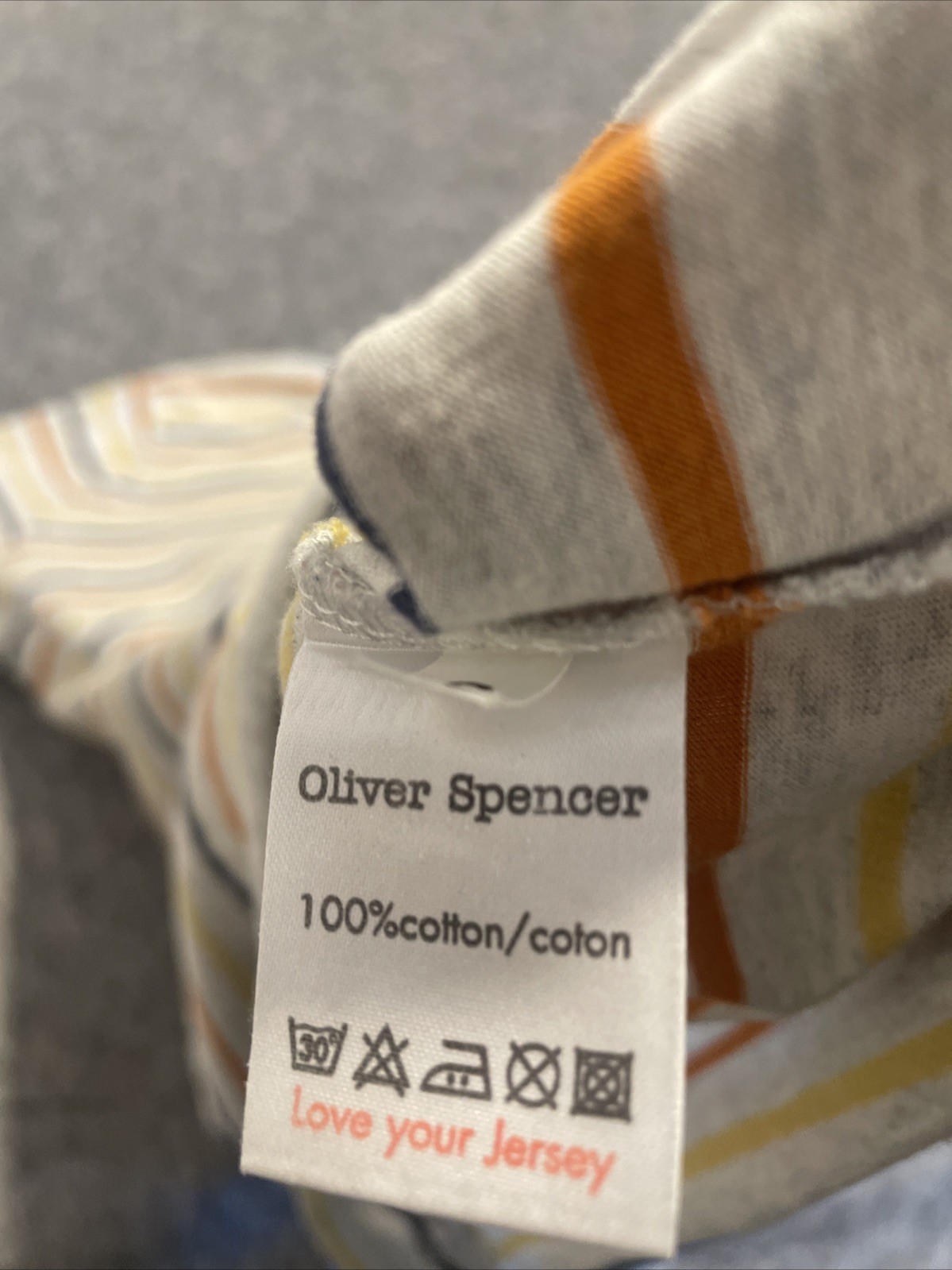 Oliver Spencer T Shirt Men’s Small Grey Multicoloured Stripes Pocket Tee gallery