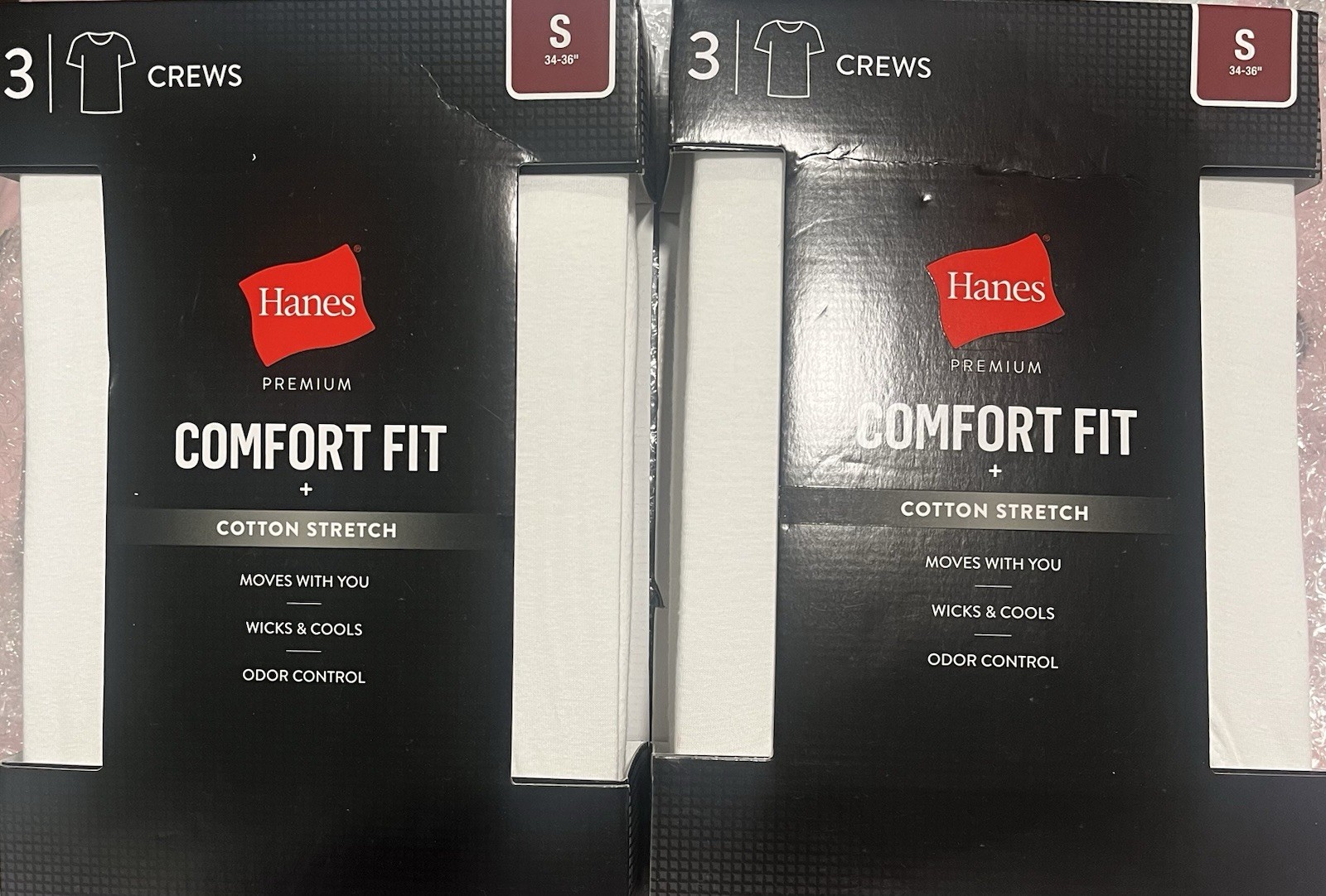 Men’s Hanes Comfort Fit 3-Pack Crew T-shirts, Short Sleeve. White Small, 2 Packs gallery