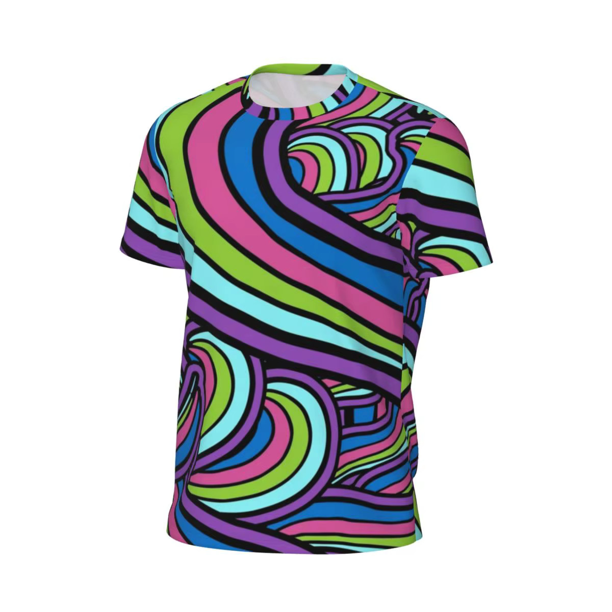 Men's Retro Psychedelic Art T-Shirt O-Neck Short Sleeve Fun Design Gym Beach Fas gallery