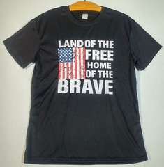 Land Of The Free Home Of The Brave American Flag Large Moisture Wicking T-shirt