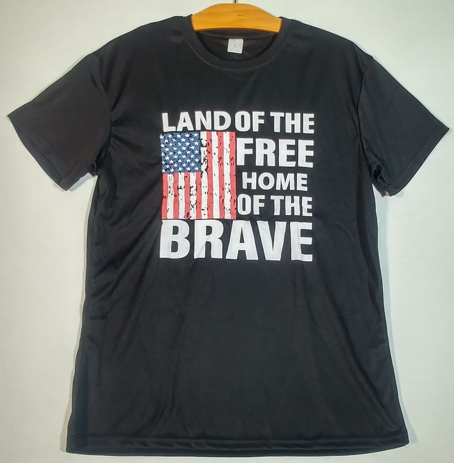 Land Of The Free Home Of The Brave American Flag Large Moisture Wicking T-shirt