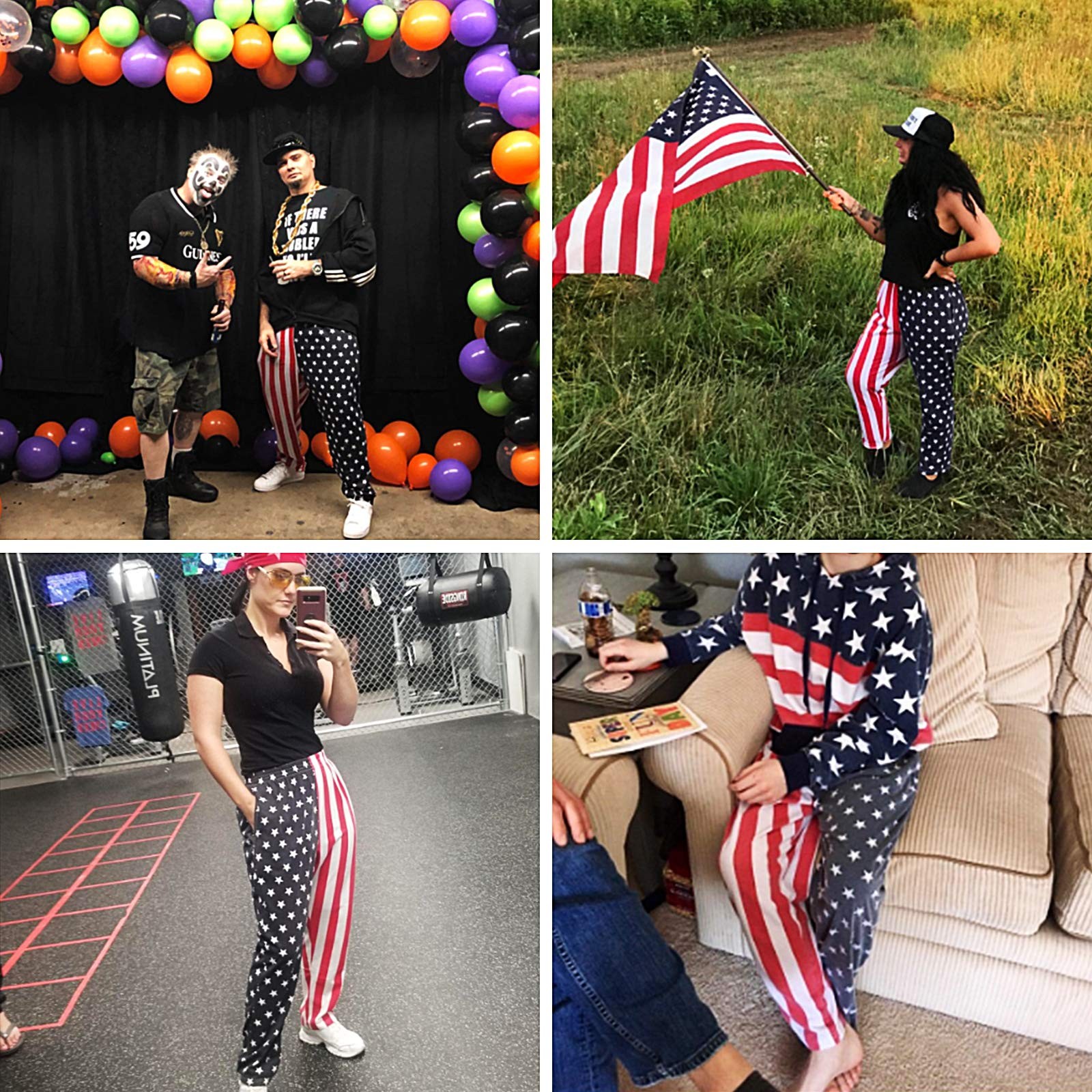 American Flag Joggers for Men with Pockets - Size M Red Sport Sweatpants gallery