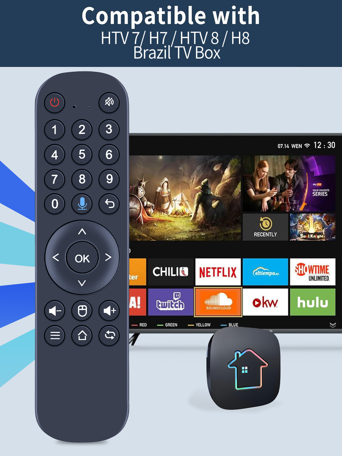 Remote Control For BRAATV 2024 H8 TV Box, HTV H8, HTV 8 with Voice