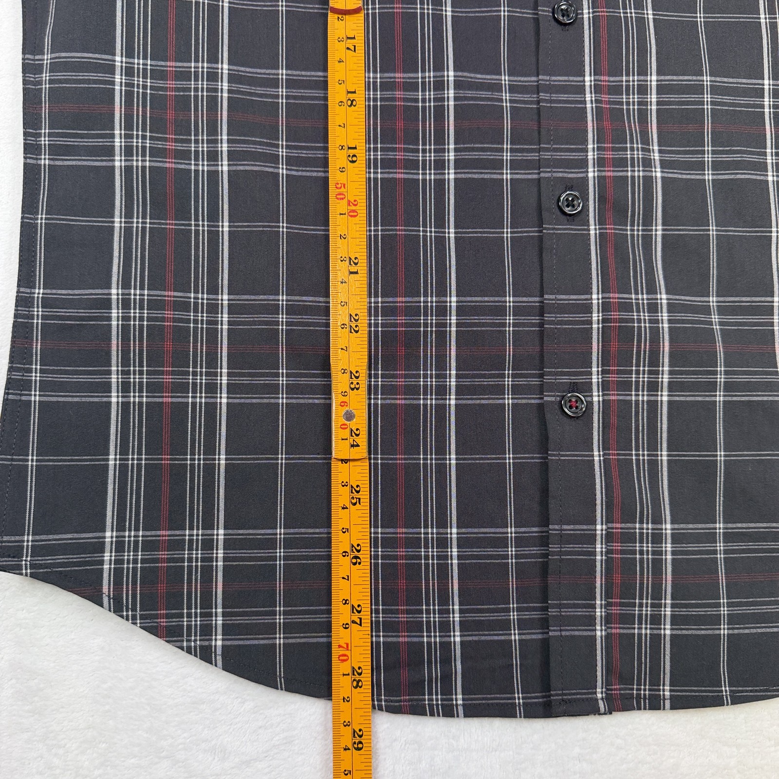 Social Coast Men's Short Sleeve Button-Down Shirt Size S Black Red White Plaid gallery