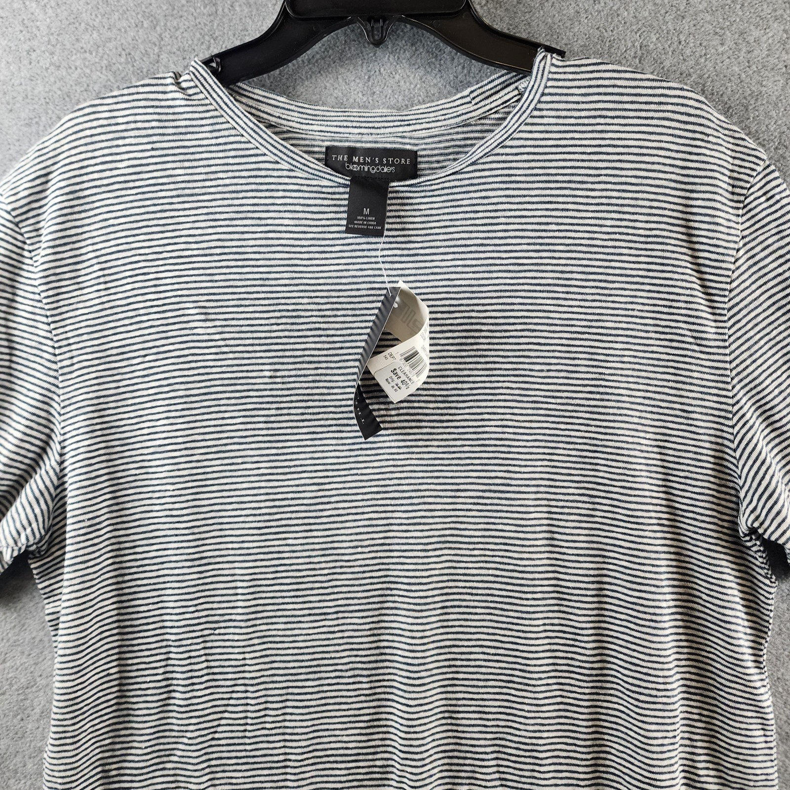 The Men's Store at Bloomingdale's Striped Linen Tee Men's Size Medium Dark Slate gallery