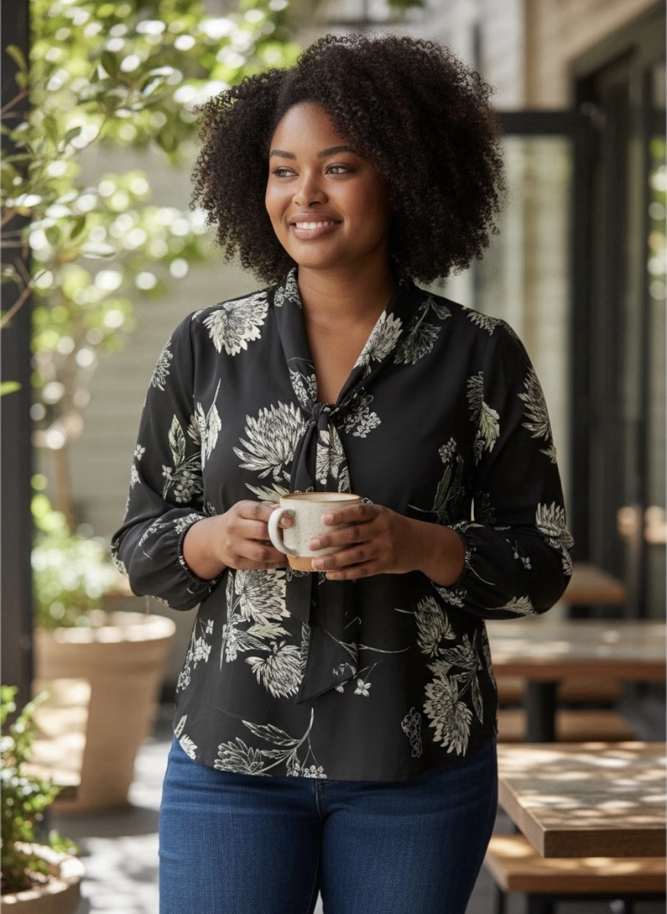 Who what Where Shirt, Black and Green Silky Long Sleeved Blouse. Size XXL. gallery