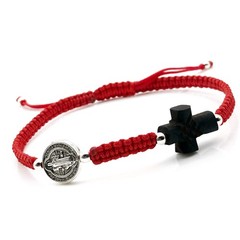 St Benedict Medal Adjustable Red String Protection Bracelet for Mens Pulsera …