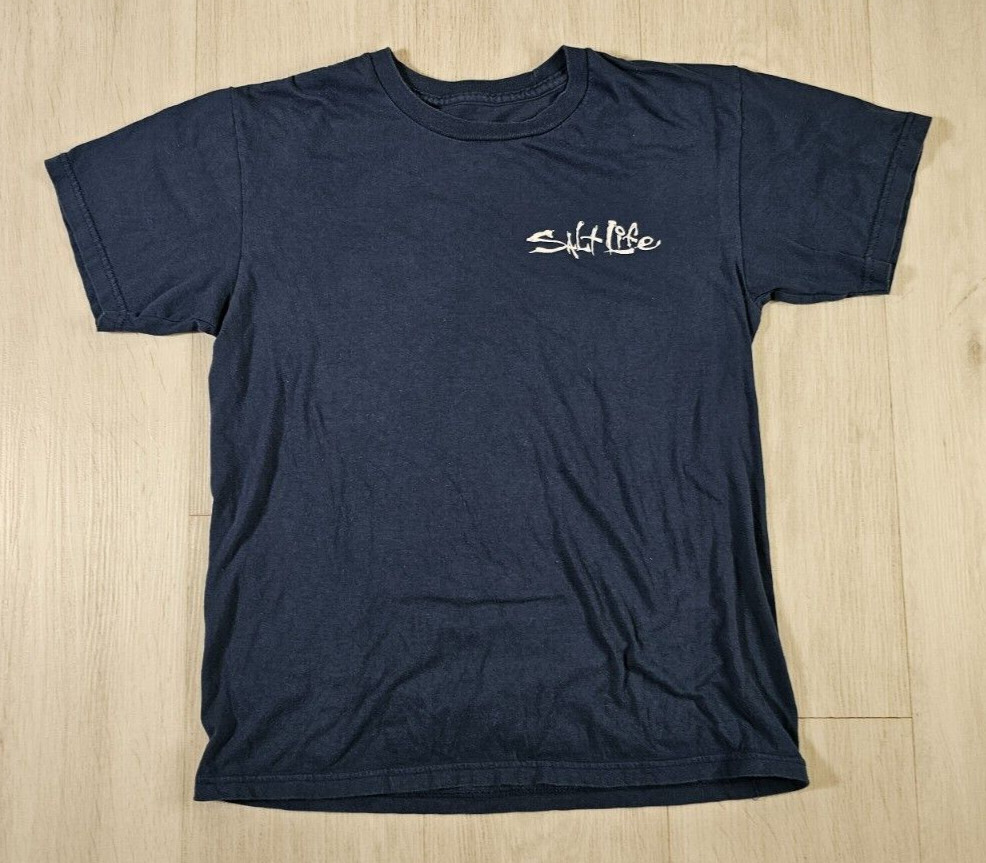 Salt Life Live Salty T Shirt Small Logo Cotton Blue