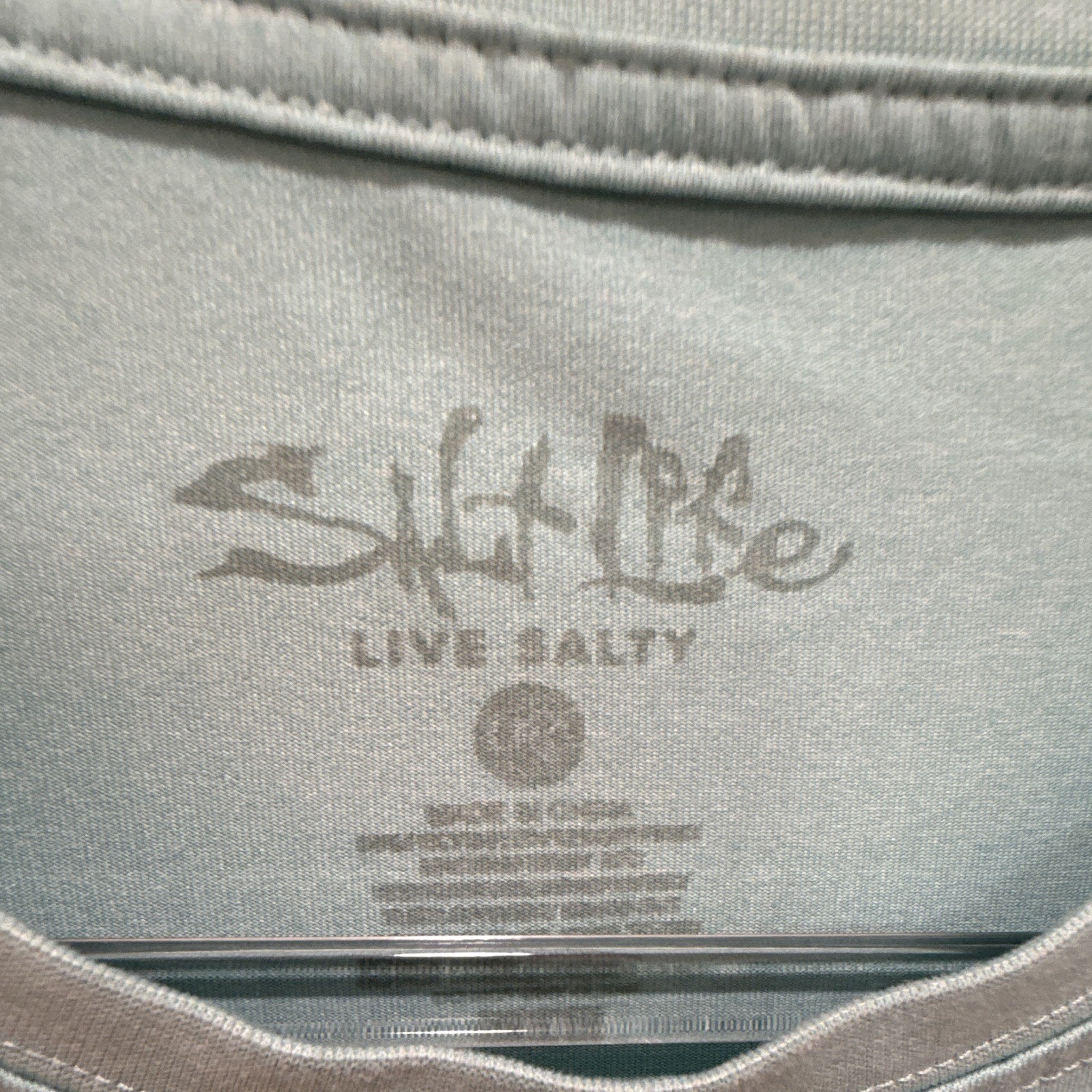 Salt Life Vapor Men’s Blue Graphic Logo Pocket Polyester Knit Tee Crew XL gallery