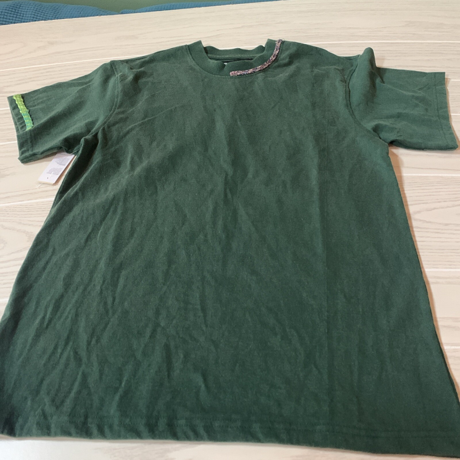 Reason Mens XL T-shirt Green Embroidered Back Cotton Polyester