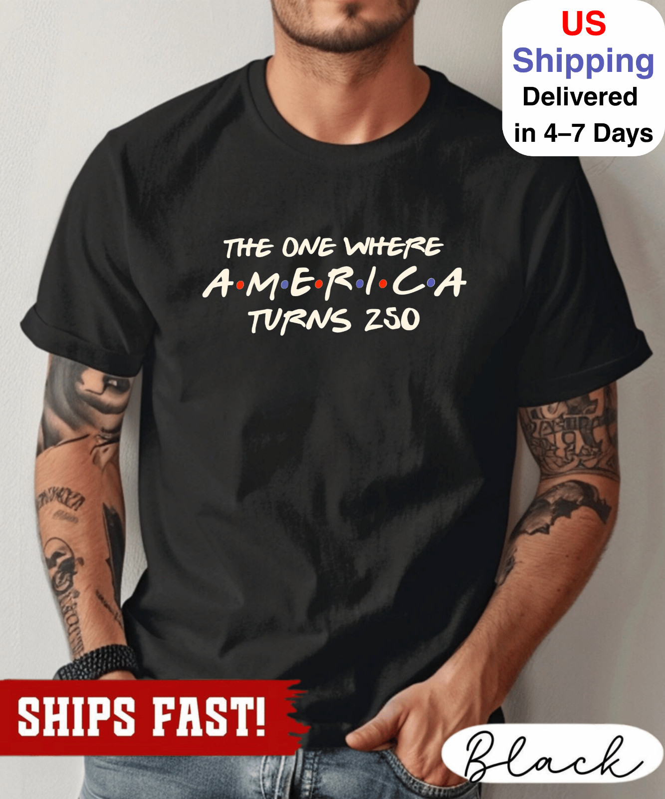 4th Of July Shirt America 250th Anniversary Tee, The One Where America Turns 250