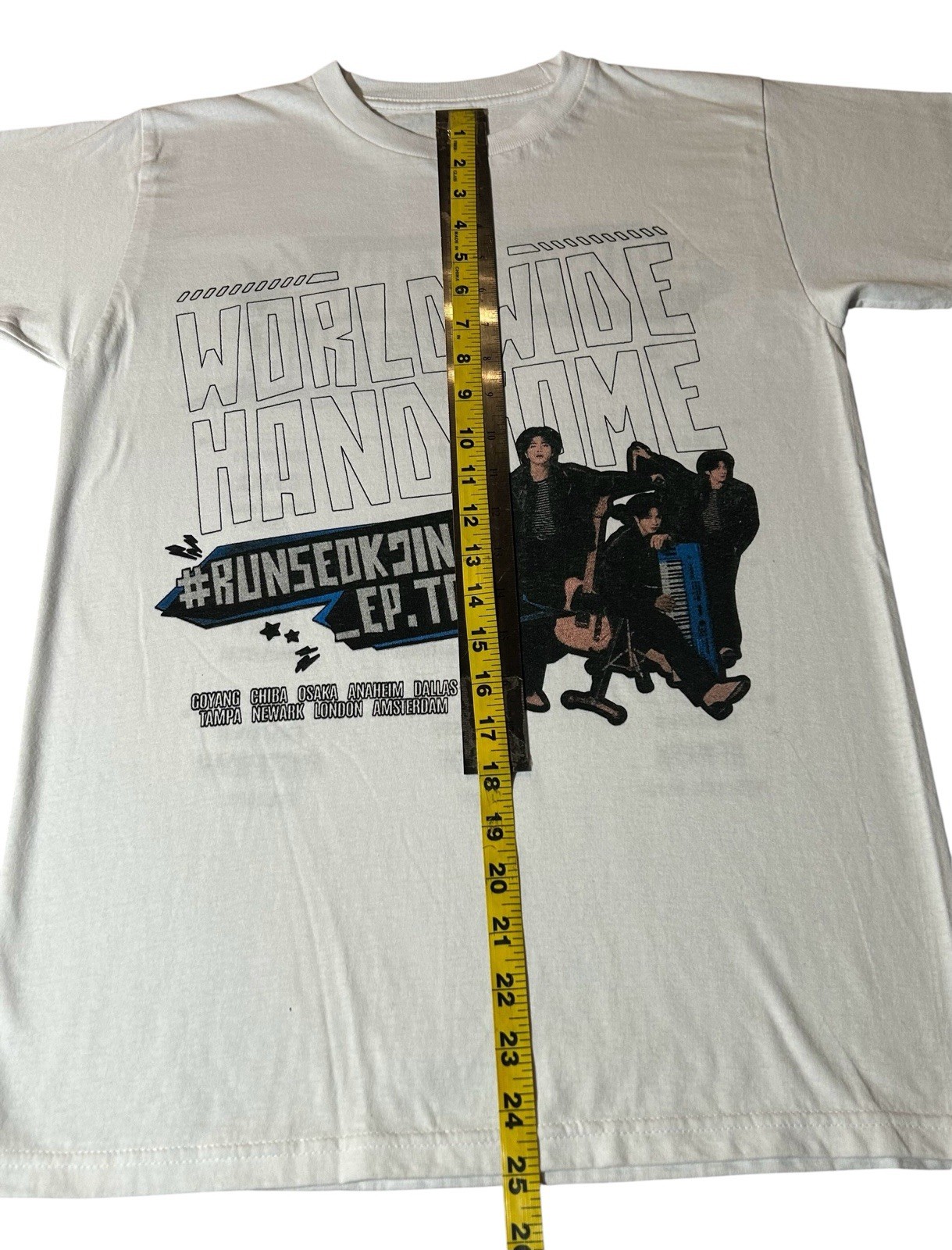 BTS Jin World Worldwide Handsome Tour Kpop RunSeokJin T-shirt White Small gallery
