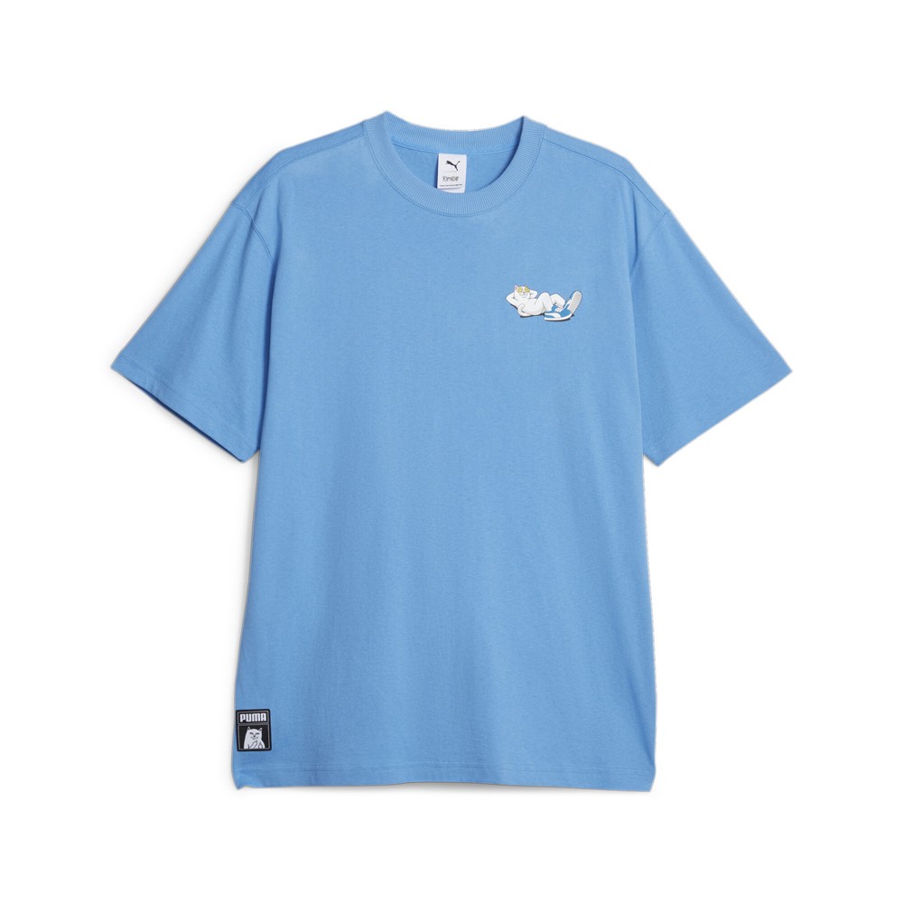 PUMA X Graphic Crew Neck Short Sleeve T-Shirt Mens Blue Casual Tops 62219627
