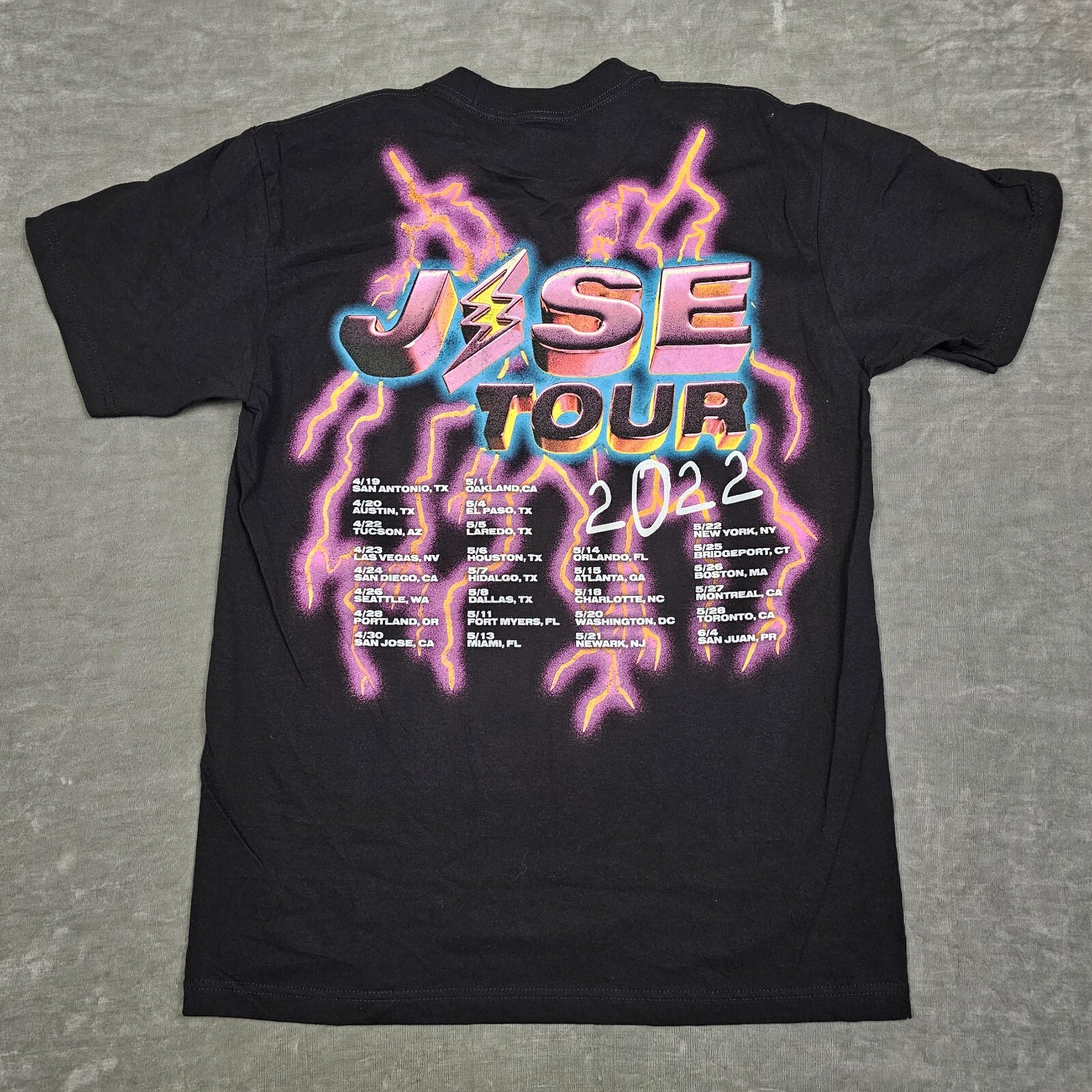 J. Balvin T-Shirt Adult Large Black Jose Tour 2022 Lightning Face Reggaetón Tee gallery