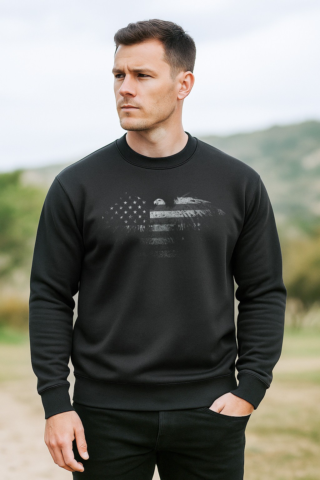 Bald Eagle Flag Sweatshirt | Rugged Patriotic Crewneck for Men & Women | Freedom gallery