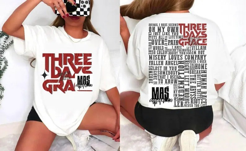 Three Days Grace shirt | unisex size concert graphic