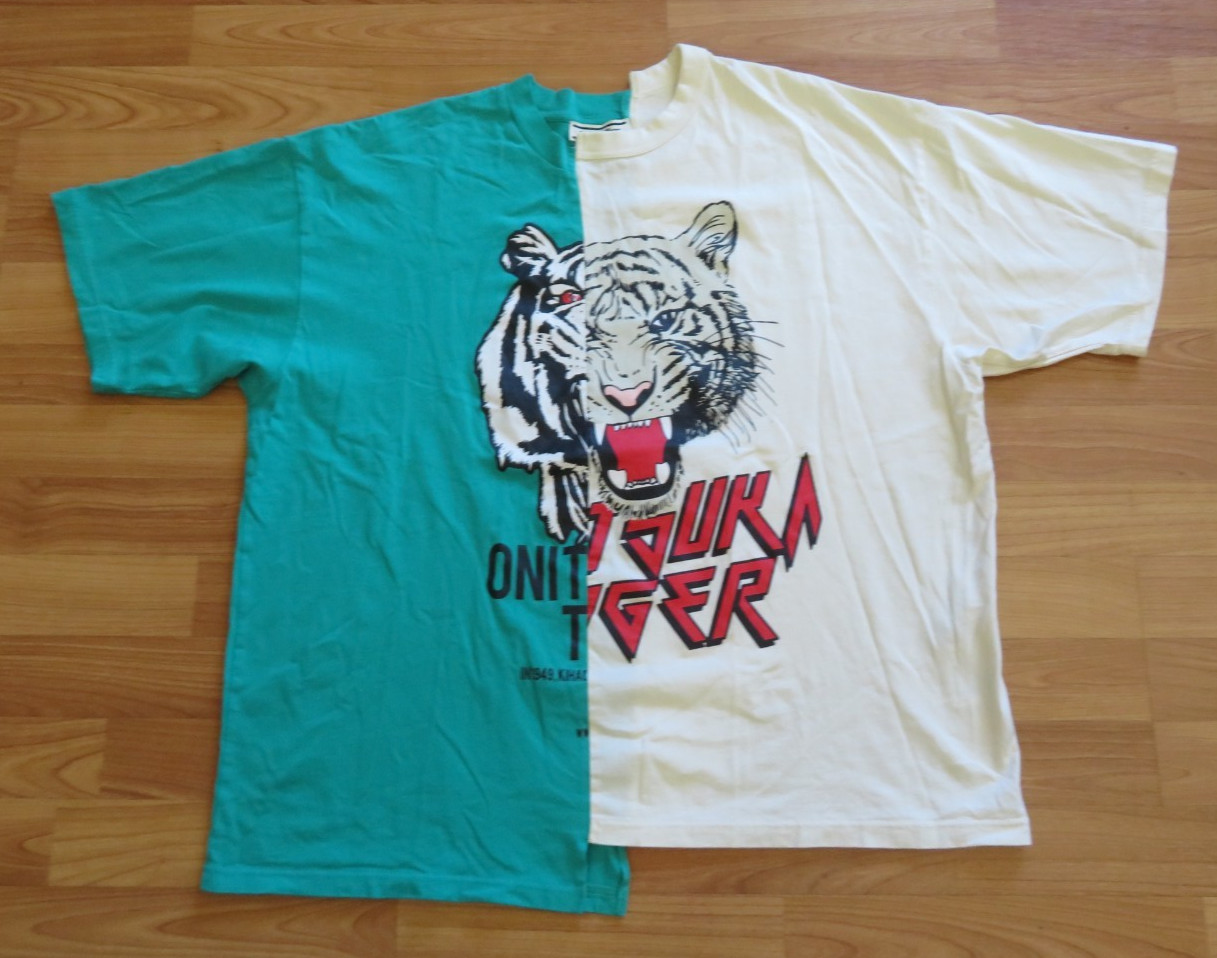 UNISEX ONITSUKA TIGER GRAPHIC T-SHIRT GREEN/BEIGE, SZ L gallery