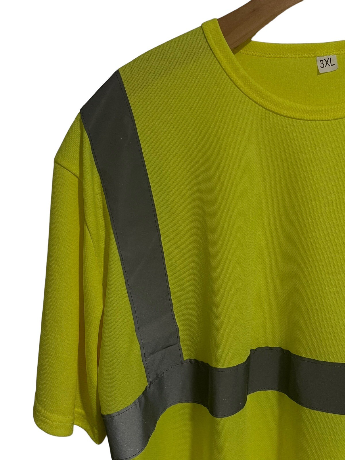 Safety Shirt Mens 3XL High Visibility Florescent Yellow Reflective Strips NEW gallery