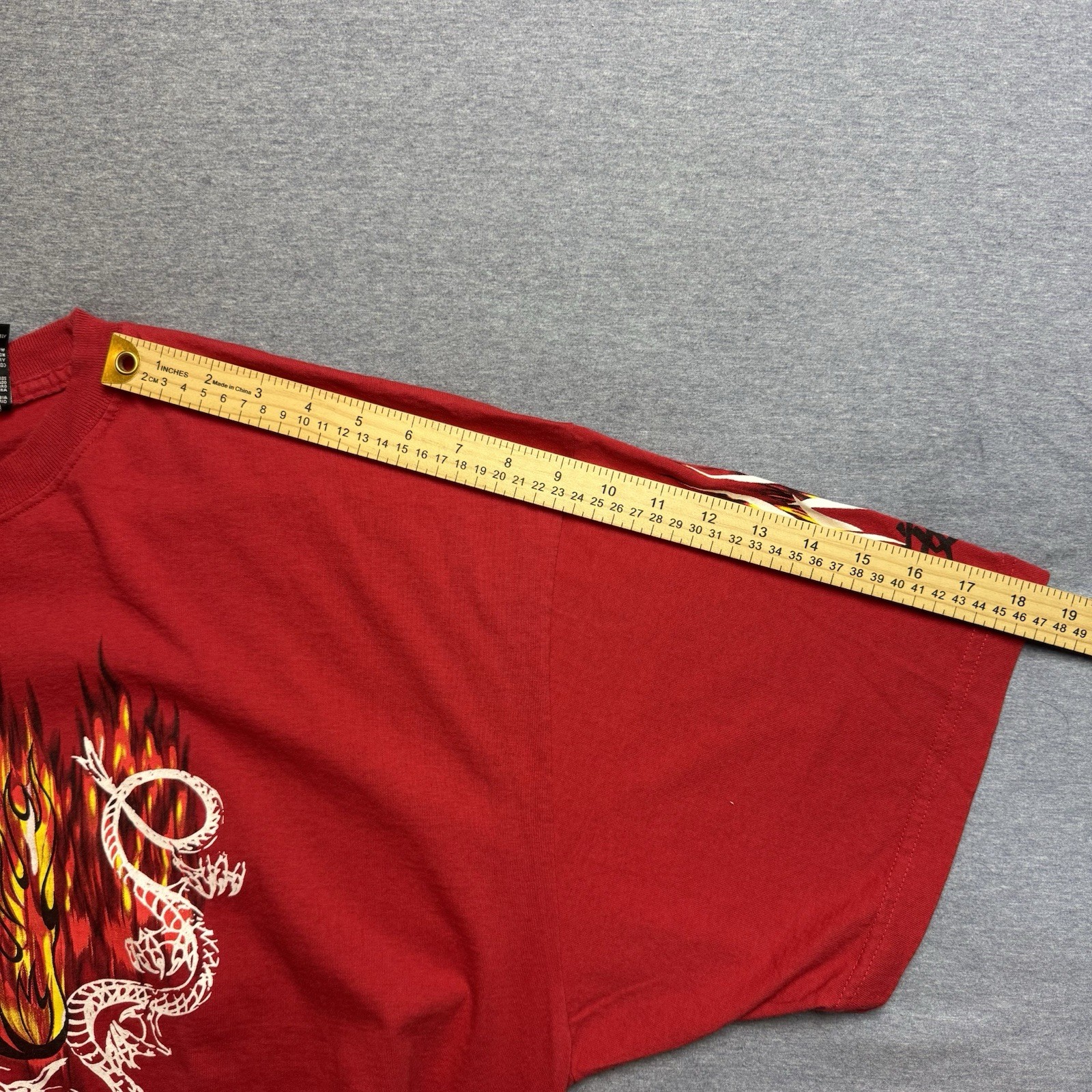 No Boundaries white dragon fire graphics red t shirt Men Size 2XL gallery