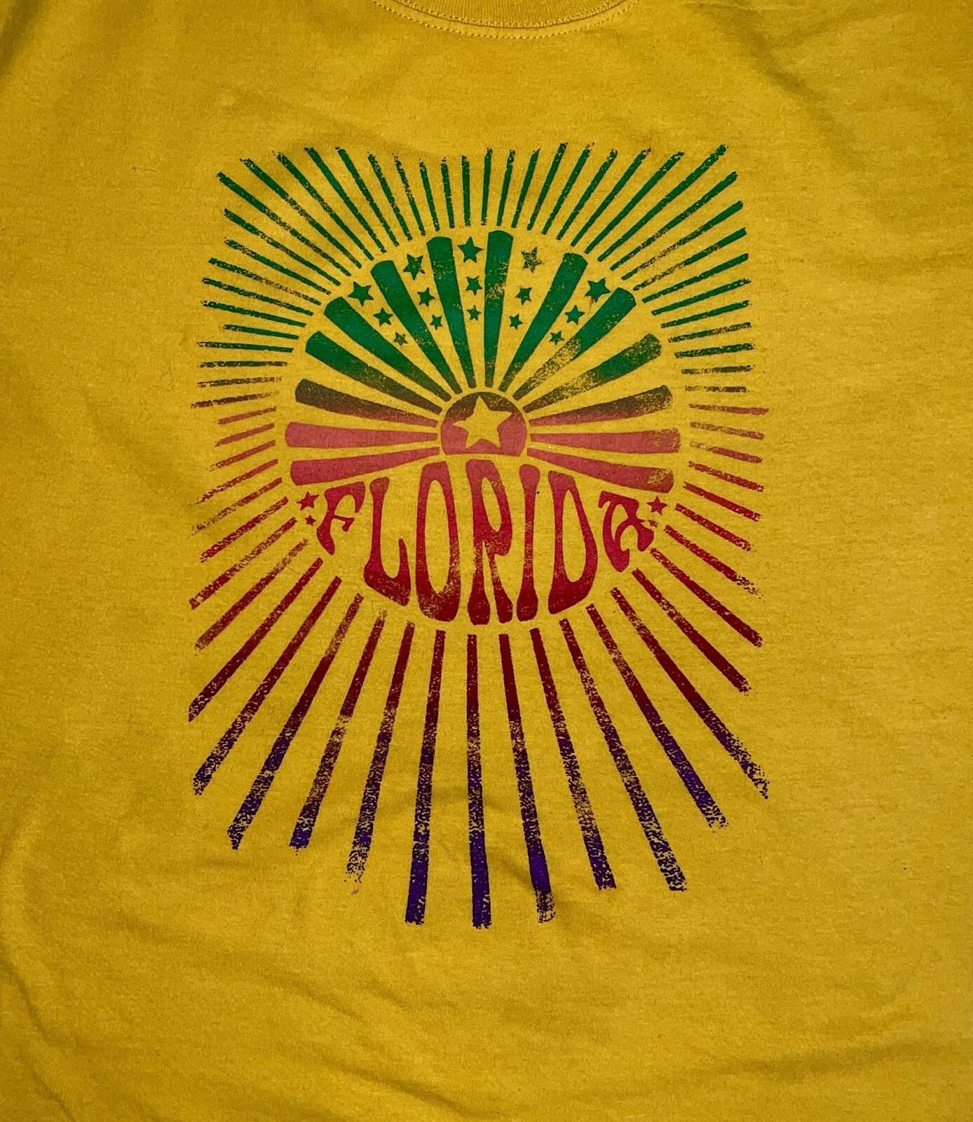 Vintage Florida Souvenir T-Shirt Gold Sunburst 100% Cotton Sz L Unisex Adult gallery