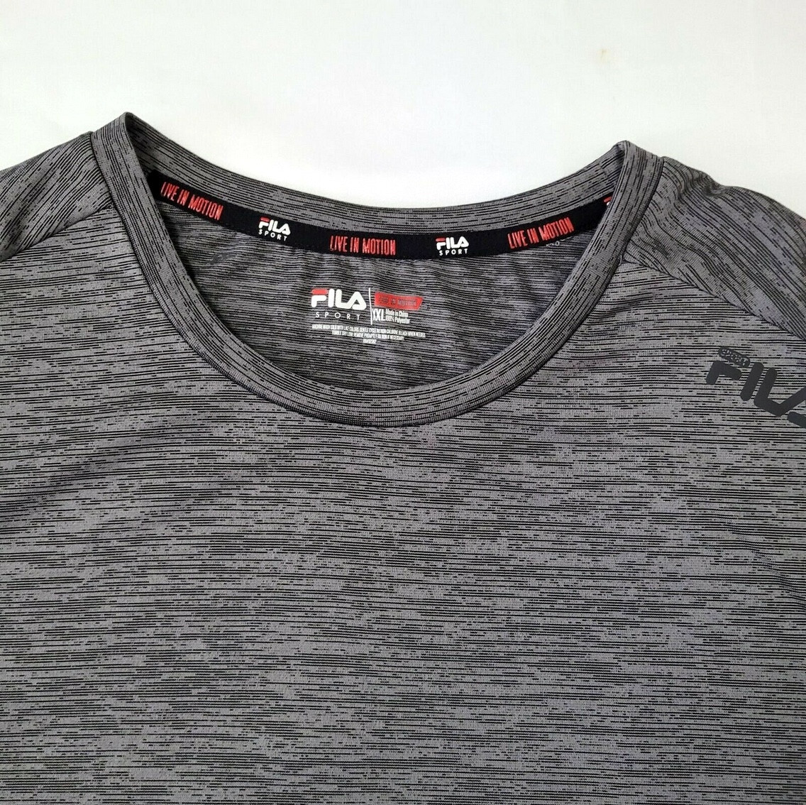 Fila Sport Running Men's Size XXL Gray Pinstripe Athletic Crew-Neck T-Shirt gallery