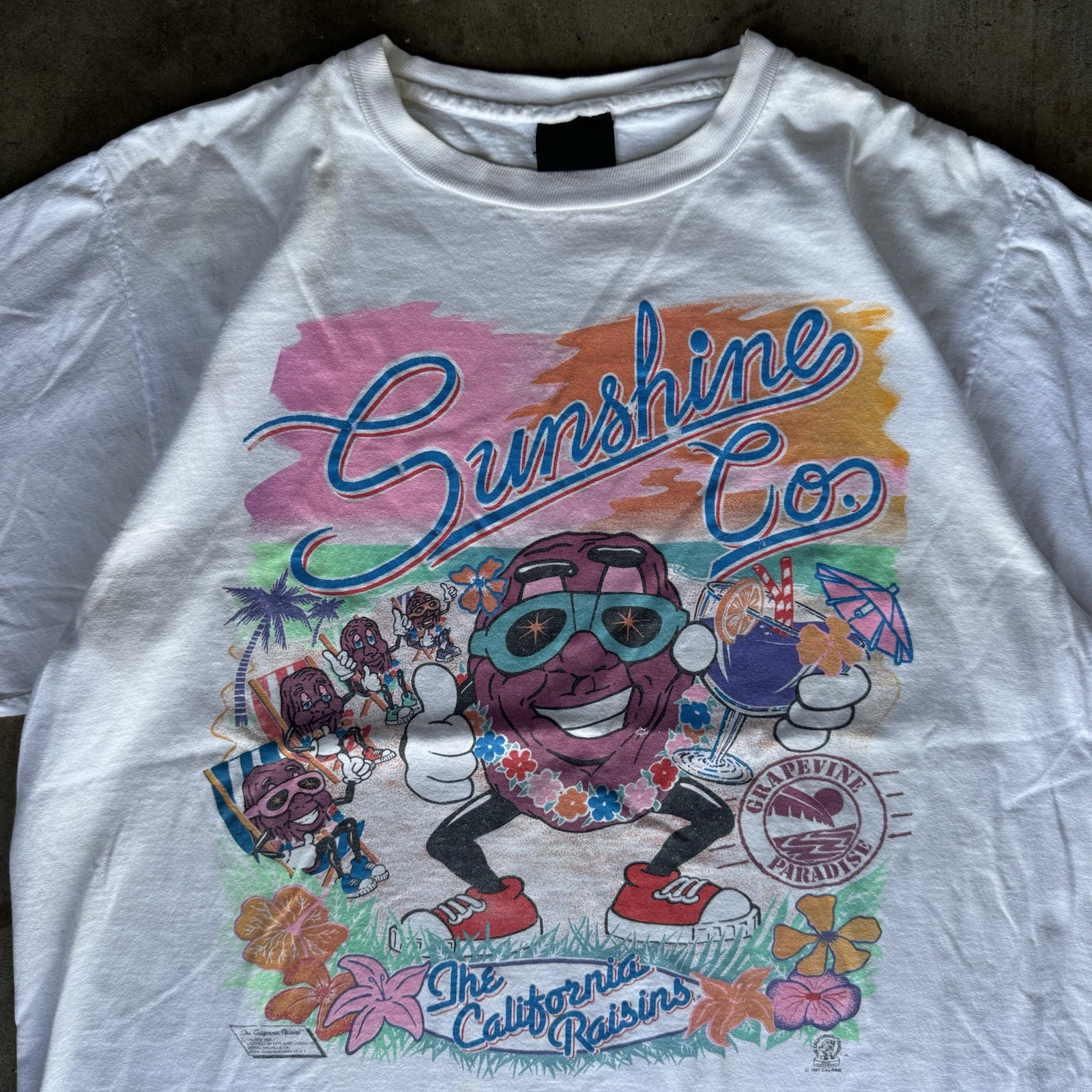 Vintage The California Raisins Sunshine Co White Single Stitch T Shirt XL gallery