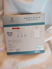 Perry Ellis Portfolio Large 3 Pack Cotton Blend V-Neck T-Shirts White,Gray,Black