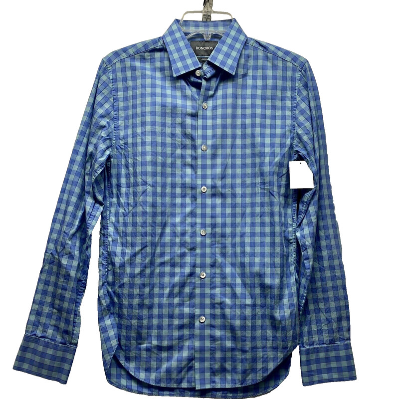Bonobos Men’s Slim Fit XS Cotton Checked Long Sleeve Button Up Shirt NEW (E4)