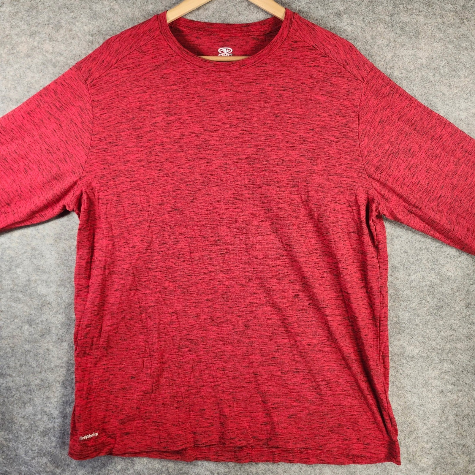 Athletic Works Mens XL Red Space Dye Long Sleeve DriWorks Performance Tee Shirt gallery