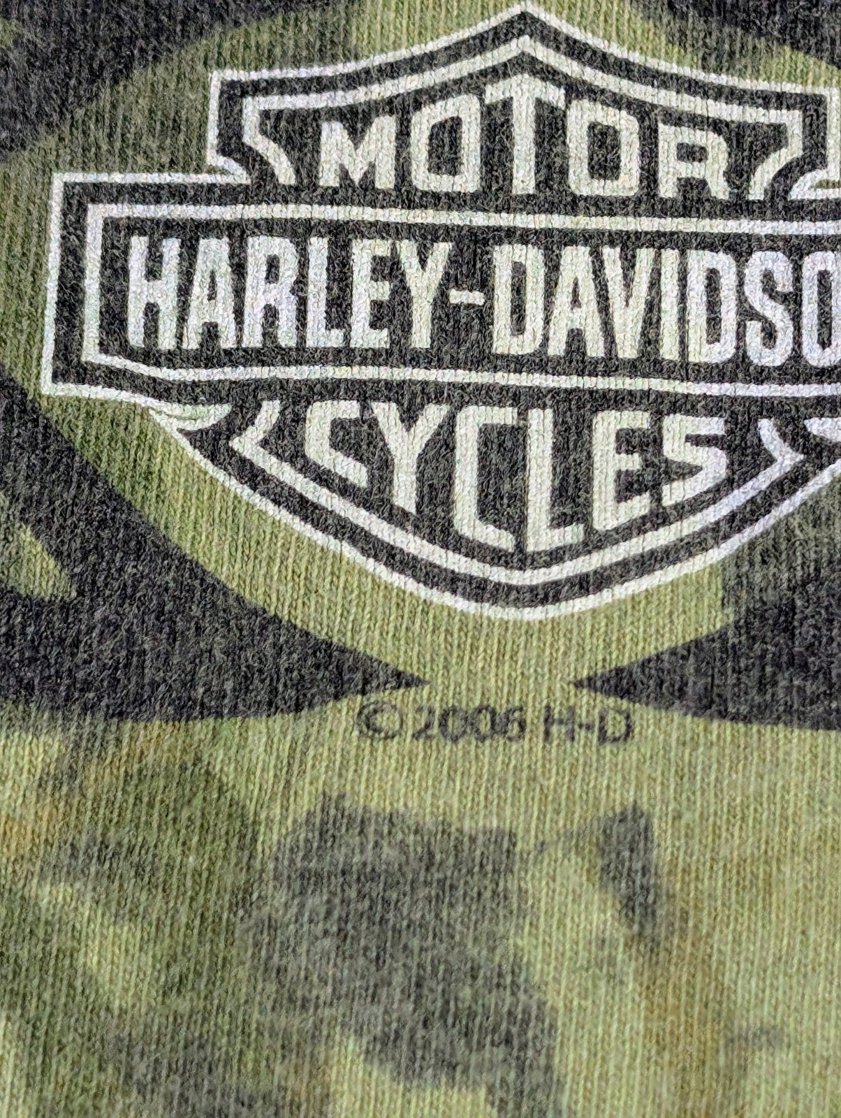 RARE Harley Davidson GHOST TOWN Men's L (No Tag) Green Crinkle Dye Y2K NC Eagle gallery