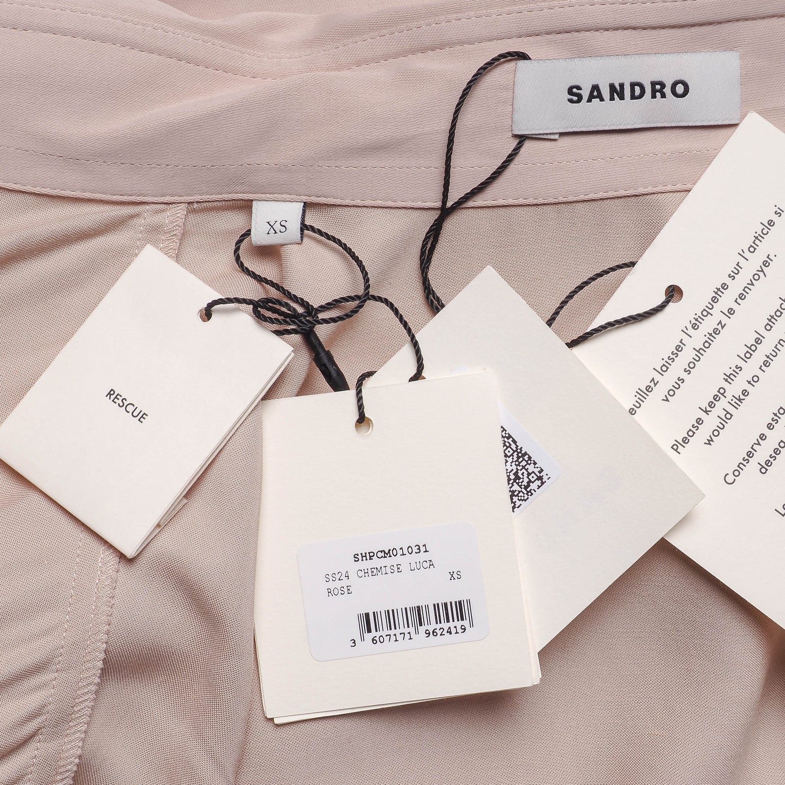 Sandro Paris shirt pink size XS men's long sleeve shirt cotton casual shpcm01031 gallery