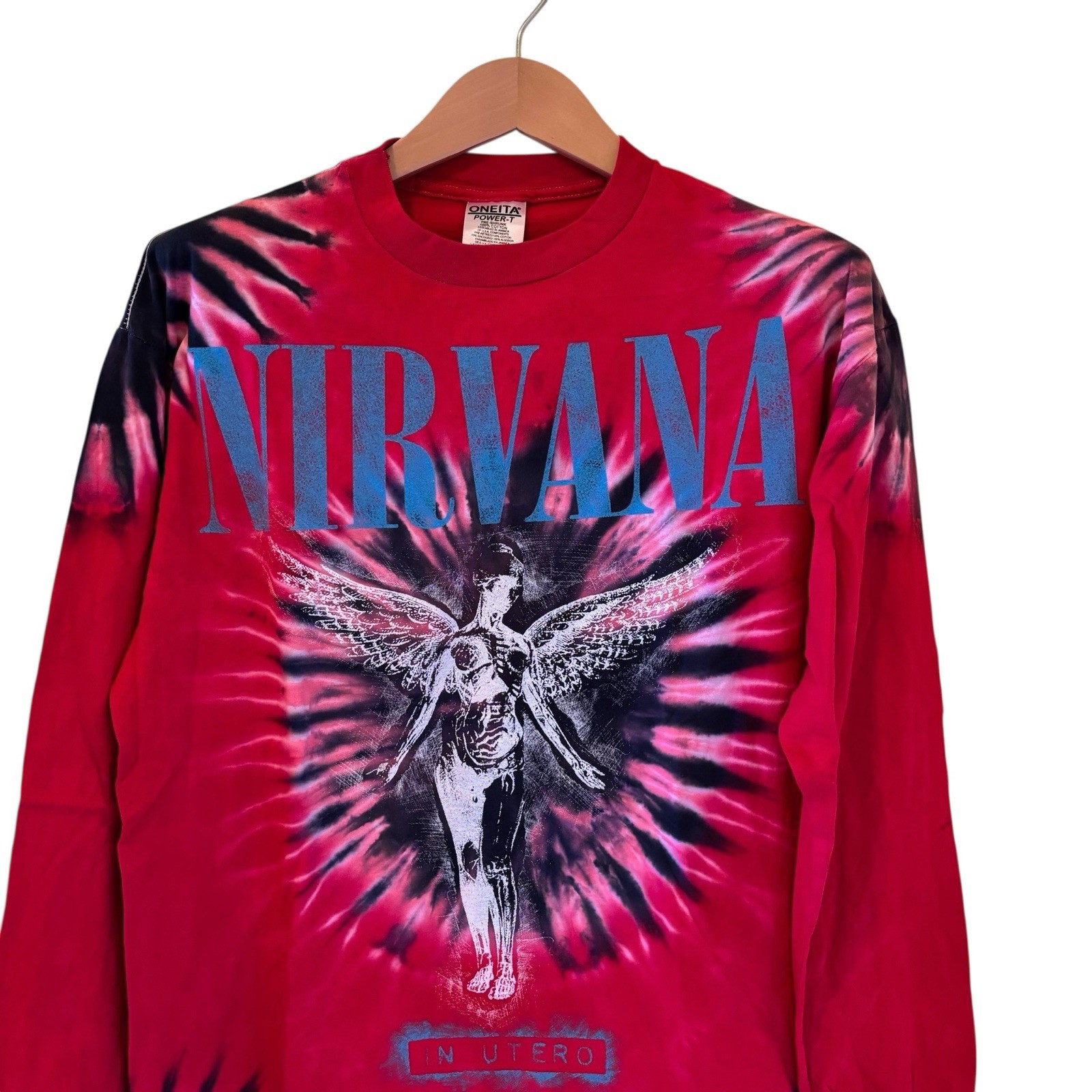Nirvana In Utero Kurt Cobain Red Tie Dye Long Sleeve Shirt L Single Stitched gallery