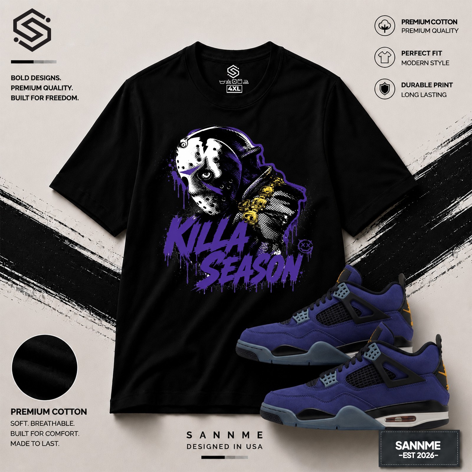 Jordan 4 Imperial Purple AJ4 Match With Killa Season Sneaker Matching gallery