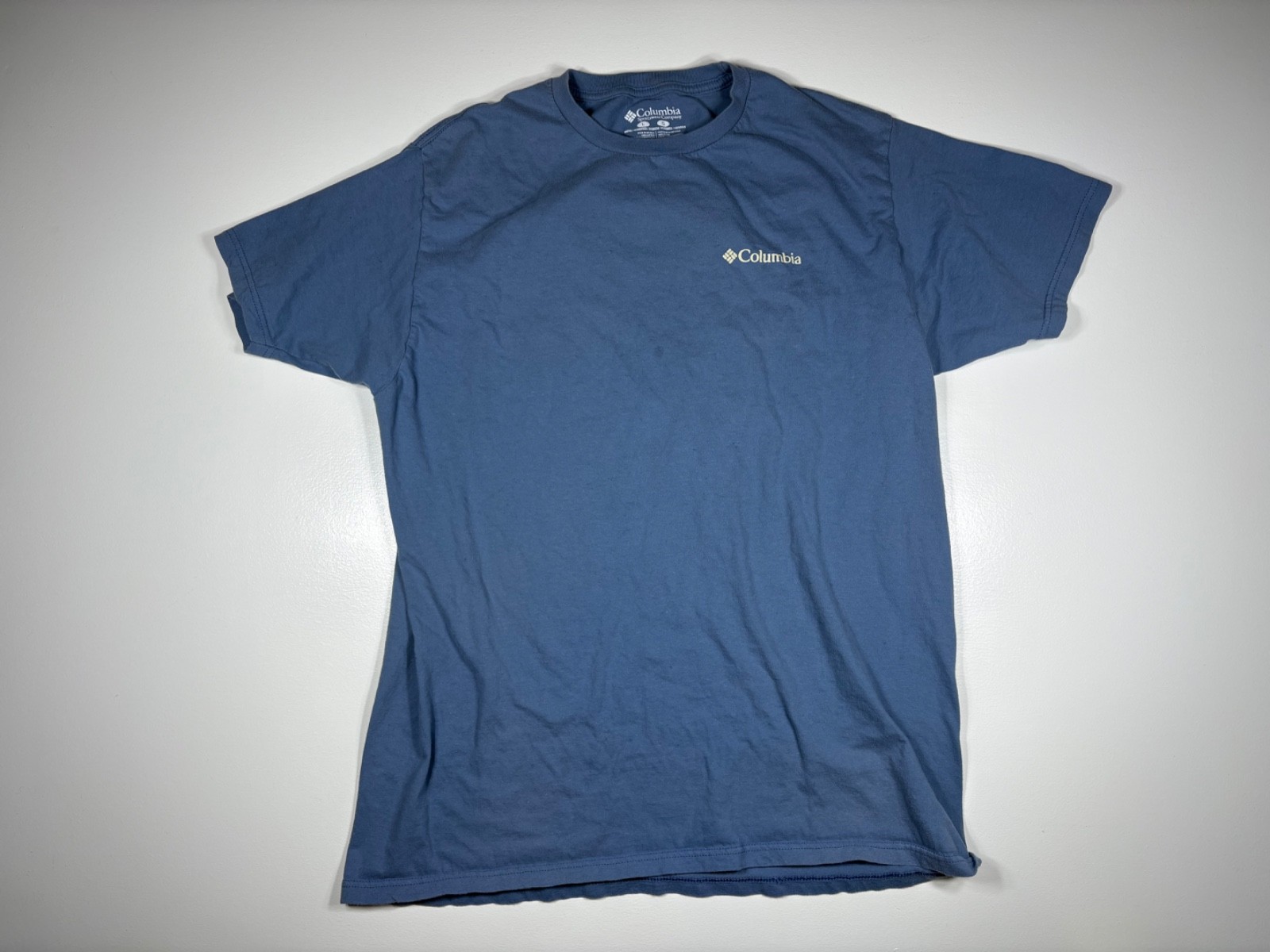 Columbia T Shirt Men L Blue Graphic Logo Outdoor Hiking Casual Cotton Active