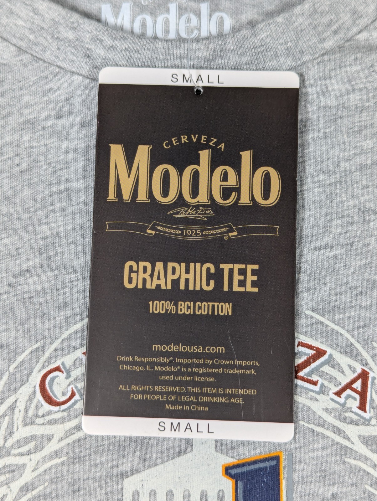 Modelo - Beer Graphic T-Shirt - Gray Logo - Men's - Size: S gallery