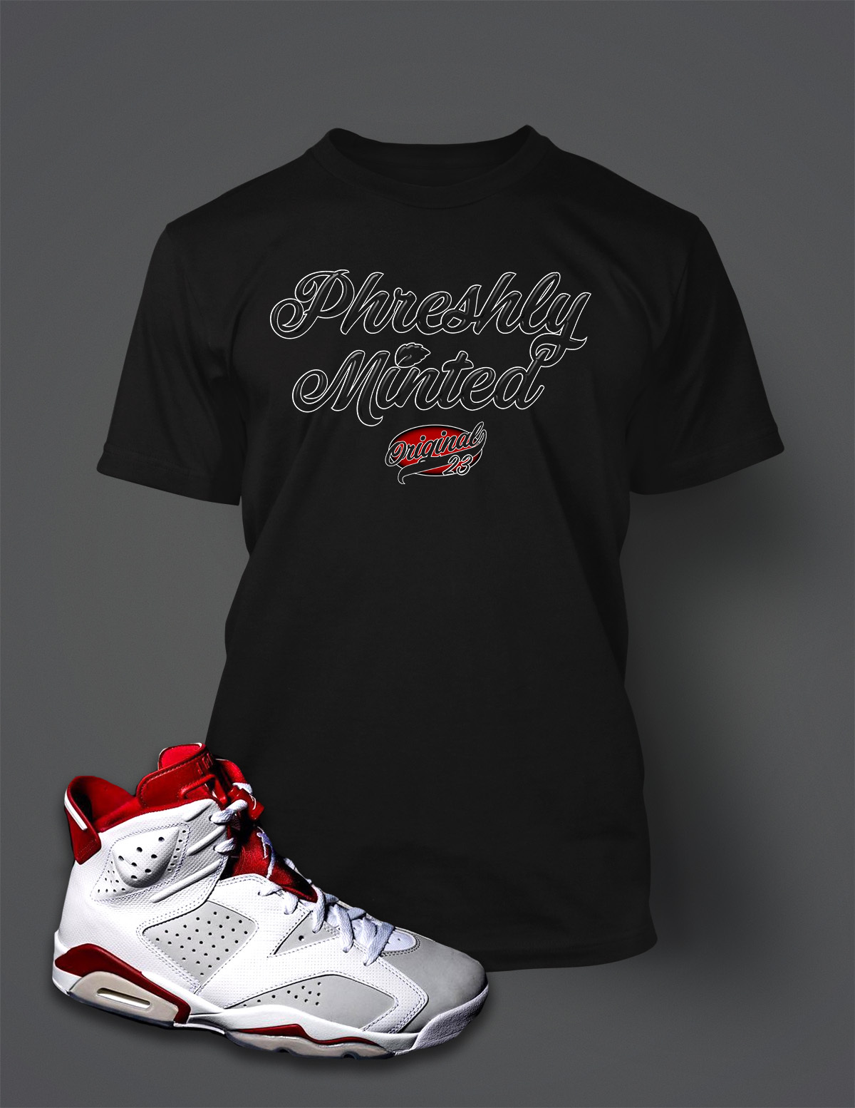 Phreshly Minted Graphic Sneaker Tee Shirt to Match J6 ALTERNATE Pro Club Shaka