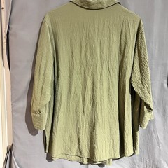 White Stag brand green crinkle textured button-down blouse Size 1X (16W) TG2048