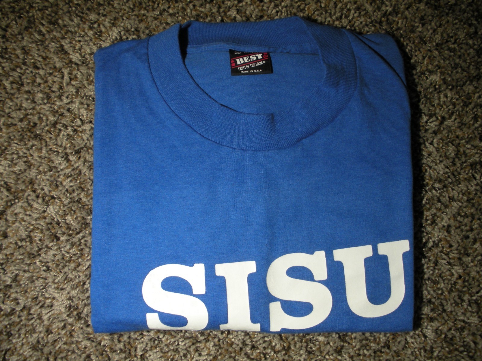 FINNISH "SISU" T SHIRT BLUE SIZE XL 50% COTTON 50% POLY FRUIT OF THE LOOM BRAND gallery
